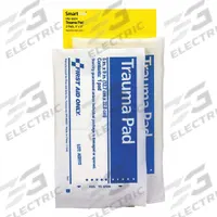 FIRST AID ONLY Trauma Pad: 9 in Dressing Lg, 5 in Dressing Wd, Sterile, Fastener Not Included (MPN FAE-6024). Key specifications — Water Resistance: Not Water Resistant; Unitized: Unitized; Standards: ANSI/ISEA Z308.1-2015; Manufacturer Part Number: FAE-6024; Package Type: Bag; Product Type: Trauma Pad; Sterility: Sterile; Brand: FIRST AID ONLY.