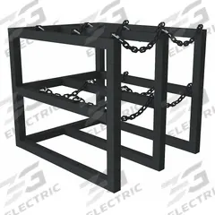 DURHAM MFG Gas Cylinder Rack: Vertical, 30 in x 36 in x 30 in, For 6 Cylinders (MPN GCRV-303630-08T). Key specifications — attr34863: DURHAM MFG; attr34955: Powder Coated; attr34956: Black.