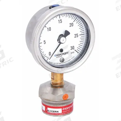 ASHCROFT Pressure Gauge with Diaphragm Seal: 0 psi to 30 psi, 1009/310-315, 2 1/2 in Dial - Dial Pressure Gauges with 316 SS Female-Threaded Mini-Seal