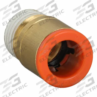 SMC Push-Fit Adapter Fitting: 3/8 in OD x 1/4 in Pipe Size, Push-to-Connect x MNPT - Polybutylene & Brass Tube Fittings