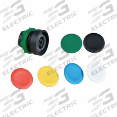 SCHNEIDER Flush Push Button: Black/Blue/Green/Red, 22 mm Mounting Size, Non-Metallic, Momentary (MPN ZB5AA9). Key specifications — Brand: SCHNEIDER; Action: Momentary; Series: XB5; Push Button Material Type: Non-Metallic.