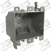 RACO Electrical Box: PVC, Nonmetallic Material & Nominal Size, Square, 2 Gangs, 2 3/4 in Box Dp (MPN 7488RAC). Key specifications — Brand: RACO; Bracket Style: Flush; Clamp Style: NMSC.