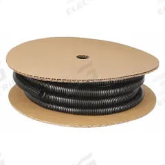 APPROVED VENDOR Corrugated Loom Tubing: 1 1/4 in Nominal Size, 50 ft Overall Lg, Polyethylene, Black (MPN 16Y255). Key specifications — attr1205: Yes; attr1208: Corrugated Loom Tubing; attr1209: 1.42 in; attr1217: No; attr1218: 1.66 in; attr1219: Yes; attr1223: Polyethylene; attr1225: 0.02 in.