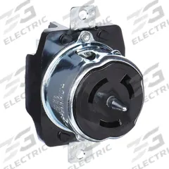 HUBBELL Locking Receptacle: Non-NEMA, Black, 125V AC, 50 A Current Rating, 2 Poles, 3 Wires (MPN CS6370). Key specifications — Brand: HUBBELL.