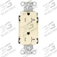BRYANT Receptacle: Decorator Duplex, 5-20, Ivory, 125V AC, 20 A, 2 Pole / 3 Wire (MPN DRS20ITR)
