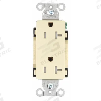 BRYANT Receptacle: Decorator Duplex, 5-20, Ivory, 125V AC, 20 A, 2 Pole / 3 Wire (MPN DRS20ITR) - General Purpose Receptacles