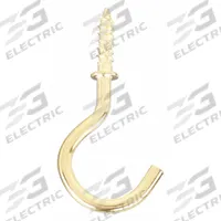 APPROVED VENDOR Cup Hook: Screw-In, 1 Points per Hook, Brass, 1 in Projection, Steel (MPN 1WBJ6). Key specifications — Color: Brass; Finish: Brass; Material: Steel; Product Type: Cup Hook.
