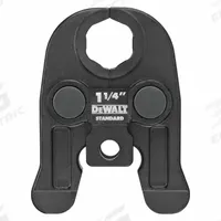 DEWALT Press Jaws: 1 1/4 in Pipe, Copper/Stainless Steel, For Professional-Grade Press (MPN DCE200114). Key specifications — attr518773: Jaws and Rings; attr537224: 1-1/4 in; attr518762: Stainless Steel; attr518771: Stainless Steel; attr518761: Professional-Grade Press; attr518760: DEWALT.