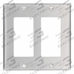 LEVITON Wall Plate: Decorator-Rocker, 2 Gang, Std Size (MPN 83409). Key specifications — Brand: LEVITON; Material: Aluminum.
