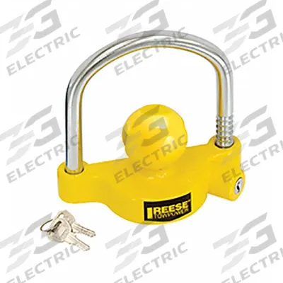 REESE Coupler Lock: Universal, Yellow, Powder Coated, (2) Keys - Coupler Locks