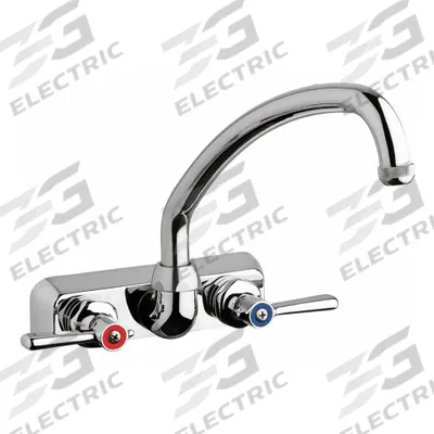 CHICAGO FAUCETS Low Arc Kitchen Faucet: W4W, Brass, Centerset, Wall, 2 Mounting Holes - Centerset Kitchen Faucets