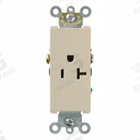 LEVITON Plugs and Receptacles: Single, 5-20, Ivory, 125V AC, 20 A, 2 Pole / 3 Wire (MPN 16341-I)