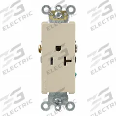 LEVITON Plugs and Receptacles: Single, 5-20, Ivory, 125V AC, 20 A, 2 Pole / 3 Wire (MPN 16341-I)
