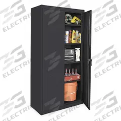 APPROVED VENDOR Storage Cabinet: 36 in x 24 in x 72 in, Swing Handle & Keyed, 22 ga Panel Thick (MPN 1UEZ9). Key specifications — Cabinet Color: Black; Method of Construction: Welded; Base Type: Frame; Assembled: Unassembled; Mobility: Stationary; Adjustable Shelves: Adjustable; Cabinet Finish: Powder Coated; Cabinet Material: Steel.