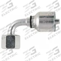 PARKER Hydraulic Crimp Fitting: Steel x Steel, 90° Elbow, -10 For Hose Dash Size, Metric x Crimp (MPN 1CF43-18-10). Key specifications — Fitting Gender: Female x Genderless; Fitting Connection Type: Metric x Crimp; Brand: PARKER; Thread Size: M26-1.5; For Hose Dash Size: -10.