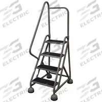 COTTERMAN Rolling Ladder: 3 ft Platform Ht, Partially Assembled, Steel, Wt-Actuated Auto-Lock (MPN ST-422 A2 C1 P5). Key specifications — Includes Handrails: Handrails Included; Material: Steel; Brand: COTTERMAN; Color: Gray.