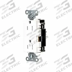 HUBBELL Receptacle: Decorator Duplex, 5-15, White, 125V AC, 15 A, 2 Pole / 3 Wire (MPN HBL2152STWTR)