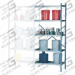 DENIOS Open Metal Shelving: Add-On Unit, Heavy-Duty, 18 in x 34 in, 84 in Overall Ht, 4 Shelves (MPN K32-1108). Key specifications — Frame Material: Steel; Shelving Material: Steel; Assembled: Unassembled; Color: Silver; Shelving Configuration: Add-On Unit; Brand: DENIOS.