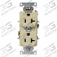 LEVITON Duplex Receptacle/Oultet, 20 Amp: Duplex, 5-20, Ivory, 125V AC, 20 A, 2 Pole / 3 Wire (MPN C5362-I)