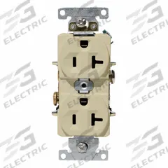LEVITON Duplex Receptacle/Oultet, 20 Amp: Duplex, 5-20, Ivory, 125V AC, 20 A, 2 Pole / 3 Wire (MPN C5362-I)