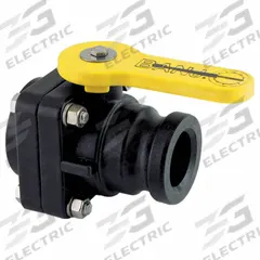 BANJO Manual Two-Way Ball Valve: 2 in, Polypropylene, Straight, FNPT x Male Camlock, Two-Piece (MPN VSF200). Key specifications — Brand: BANJO; Handle: Lever.