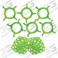Traffic Cone Chain Connector Kit: Non-Reflective, Blank, 1 3/8 in Ht, Plastic, 6 3/4 in Dia (MPN 97414-KIT). Key specifications — Brand: MR. CHAIN; Color: Green; For Use With Product Type: Traffic Cones; Legend: Blank; Material: Plastic; Includes: 50 ft Plastic Chain.