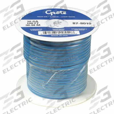 GROTE Automotive Wire: GXL, 100 ft, 1 Conductor, 18 AWG, Blue - XLPE-Insulated General Purpose Primary Wires