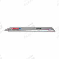 LENOX Reciprocating Saw Blade: 10 Teeth per Inch, 12 in Blade Lg, 0.05 in Blade Thick, Carbide (MPN LXAR12110CT-1). Key specifications — attr1109198: 10; attr1109200: Rigid for Straight Cuts; attr1109201: Straight; attr1109209: LENOX.
