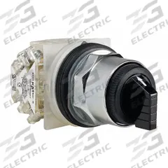 SCHNEIDER Selector Switch: 30 mm Panel Mounting Size, 3 Positions, Short Lever, DPDT, Metallic (MPN 9001KS49BH2). Key specifications — AC Contact Rating: 6 A @ 120 V; Action: Maintained/Maintained/Maintained; Cam: J; DC Contact Rating: 0.1 A @ 600 V; Hazardous Location Specification: Not Rated; Operator Head Material: Polycarbonate; Operator Head Type: Short-Handled Knob; Operator Illumination: Non-Illuminated.