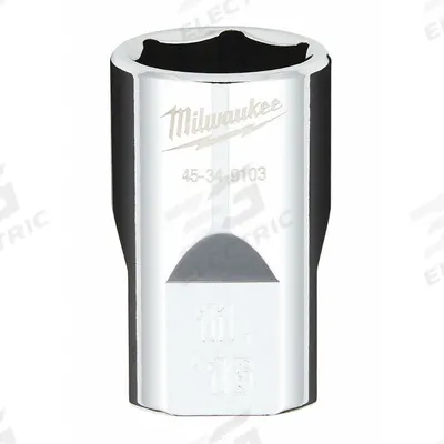 MILWAUKEE Standard Socket: SAE, 1/2 in Drive Size, 11/16 in Socket Size, 6-Point - Anti-Roll Hand Sockets