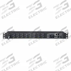 CYBER POWER Power Distribution Unit: Single-Phase, 8 Outlets, (8) NEMA 5-15R, Metered, 1 RU (MPN PDU41001). Key specifications — Plug Type: NEMA 5-15P; Brand: CYBER POWER; Phase: Single-Phase; Receptacle Type: (8) NEMA 5-15R; Mounting Location: Vertical Rack; Facing: Front.