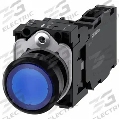 SIEMENS Illuminated Push Button: Illuminated, Flush Profile, Non-Metallic, 22 mm, 1NO/1NC (MPN 3SU1102-0AB50-1FA0). Key specifications — Brand: SIEMENS; Action: Momentary; Series: 3SU; Push Button Material Type: Non-Metallic.