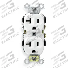 LEVITON Receptacle: Duplex, 5-20, White, 125V AC, 20 A, 2 Pole / 3 Wire (MPN CR20-W)
