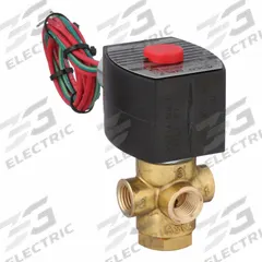 REDHAT Solenoid Valve: 3-Way, Normally Closed, 1/4 in Pipe Size, 24V DC, Explosion Proof/Watertight (MPN EF8320G184). Key specifications — Pipe Size: 1/4 in; Voltage: 24V DC; Brand: REDHAT; Coil Enclosure: Watertight.