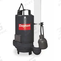 DAYTON Effluent Pump: 1/2 hp, 120V AC, Single Phase, 76 gpm Flow Rate @ 10' of Head, 79 ft Max. Head (MPN 3BB83). Key specifications — Impeller Material: Polypropylene; Rated Voltage: 120V AC; Brand: DAYTON.