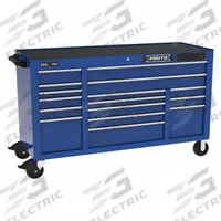 PROTO Rolling Tool Cabinet: Blue / Blue Drawer, 67 in W x 25 1/4 in D x 41 in H, 16 Drawers (MPN J556741B16BLPDP). Key specifications — Brand: PROTO.