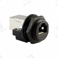 FINECABLES Connector: Cat5e/Cat6, Industrial, Panel, Female, Phosphor Bronze, IP67, Female (MPN ASICPICRJ45S). Key specifications — Housing Material: Phosphor Bronze; IP Rating: IP67; Mounting Type: Panel; Product Type: RJ 45; Connector Color: Black; Performance Category: Cat5e/Cat6; Application: Industrial; Connector Gender: Female.