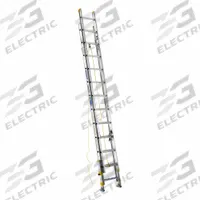 WERNER Extension Ladder: 24 ft Ladder Size, Aluminum, 250 lb Load Capacity, 46 lb Wt, 2 Sections (MPN D1824-2EQ). Key specifications — Color: Silver; Brand: WERNER; Included Features: Leg Levelers; Removable Fly: Removable.