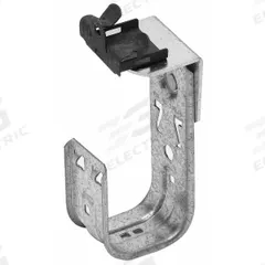 COOPER B-LINE J-Hook: Hammer-On with Locking Latch, 2 in Max. Bundle Dia., 30 lb Max. Load Capacity (MPN BCH32-U-5-8). Key specifications — Material: Galvanized Steel; Mounting: 360° Horizontal Rotation; Includes Locking Latch: Yes; Color: Silver; Brand: COOPER B-LINE; Mounting Location: Beam; Mounting & Attachment (subhead): Hammer-On with Locking Latch.