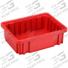 QUANTUM STORAGE SYSTEMS Divider Box: 0.1 cu ft, 10 7/8 in x 8 1/4 in x 3 1/2 in, Red, Plastic (MPN DG91035RD). Key specifications — attr1188527: Not Electrostatic Discharge Conductive; attr1188523: QUANTUM STORAGE SYSTEMS; attr1188508: Plastic; attr1188525: Lid Not Included; attr1188526: Not Nesting Capable; attr1188524: Dividers Not Included.
