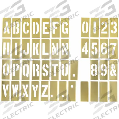 SKILCRAFT Stencil Set: 0 to 9/A to Z/Punctuation, 3 in Character Ht, 3 in Character Wd - Brass Interlocking Stencil Sets