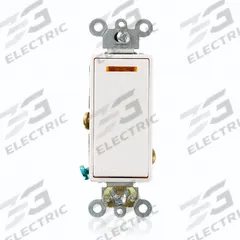 LEVITON Wall Switch: Rocker Switch, Single Pole, Maintained, White, 120V AC, 20 A (MPN 5631-2W). Key specifications — Illuminated: Yes.