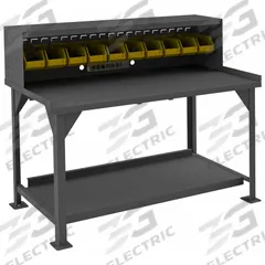 DURHAM MFG Workbench: Fixed Ht, Steel, 60 in x 30 in, 4,000 lb Overall Load Capacity, Gray (MPN DWB-3060-BE-RSR-95). Key specifications — Brand: DURHAM MFG.