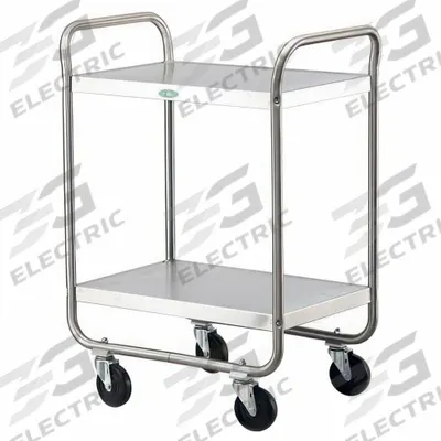 LAKESIDE Tubular Utility Cart: 500 lb Max Load Capacity, 2 Shelves - Open Stainless Steel Carts