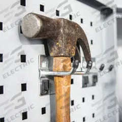 KENNEDY Double Rod Pegboard Hook: 1 in x 2 1/4 in x 2 3/8 in, 10 Hooks, 1 in Hook Dp, Locking Clip (MPN 99827). Key specifications — Mounting Type: Surface; Finish: Zinc-Plated; Color: Silver; Accessory Type: 50-Degree Double Rod Hook; Locking System: Locking Clip; Material: Steel; Brand: KENNEDY.