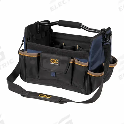 CLC Tool Tote: 14 in W x 11 in D x 11 in H, Black, Polyester, 21 Pockets - Polyester Tool Totes