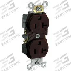 LEVITON Receptacle: Duplex, 5-20, Brown, 125V AC, 20 A, 2 Pole / 3 Wire (MPN CR20)