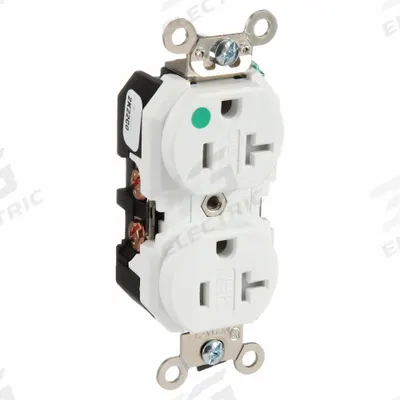 LEVITON Receptacle: Hospital Grade Fed. Spec., Duplex, 5-20R, White, 125V AC, 20 A - General Purpose Receptacles