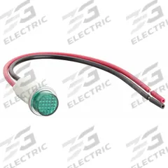 DAYTON Raised Panel Light: 12 mm Panel Mounting Hole Dia, LED, Raised Head (MPN 22NY45). Key specifications — Brand: DAYTON; Electrical Connection: 6 in Wire Leads.