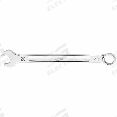 MILWAUKEE Combination Wrench: Steel, Chrome, 23 mm Head Size, 12 1/8 in Overall Lg - Metric 12-Point Combination Wrenches